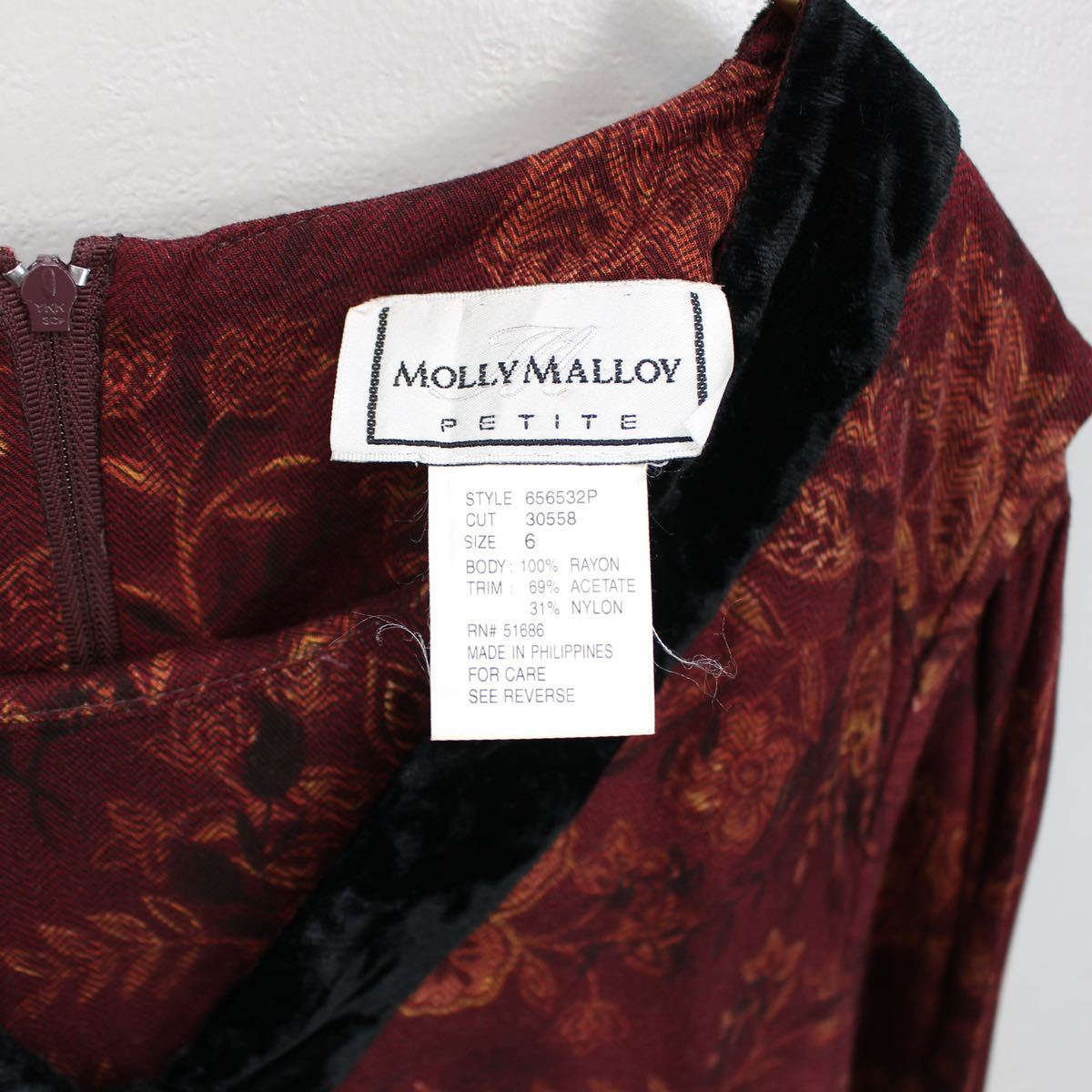 USA VINTAGE MOLLY MALLOY FLOWER PATTERNED LAYARD DESIGN LONG ONE PIECE/アメリカ古着花柄レイヤードデザインロングワンピース_画像9