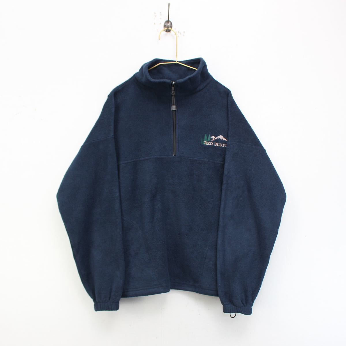 USA VINTAGE EMBROIDERY DESIGN HALF ZIP UP FLEECE/アメリカ古着刺繍デザインハーフジップアップフリース