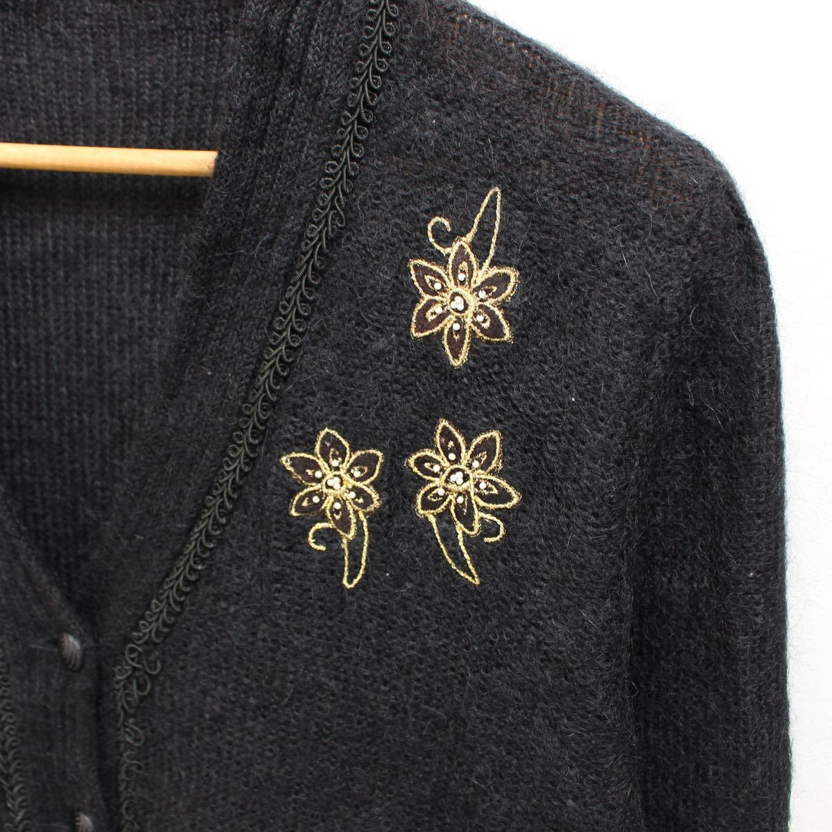USA VINTAGE EMBROIDERY DESIGN MOHAIR KNIT CARDIGAN/アメリカ古着