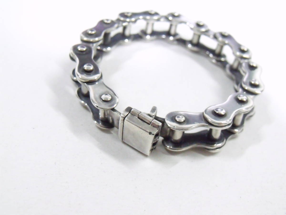 メキシコ製 シルバー925製 極太 バイクチェーン ブレスレット メキシカンジュエリー ビンテージ 84.4g STERLING SILVER MEXICO BRACELET_画像2