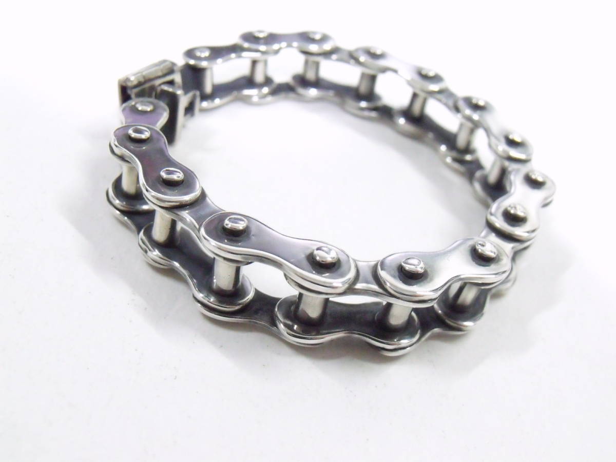 メキシコ製 シルバー925製 極太 バイクチェーン ブレスレット メキシカンジュエリー ビンテージ 84.4g STERLING SILVER MEXICO BRACELET_画像1