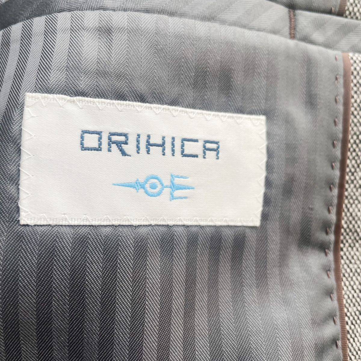 【希少サイズ 新品】ORIHICA オリヒカ テーラードジャケット ウール 裏地ストライプ モノグラム 総裏 メンズ 3L 大きいサイズ ツイード_画像6