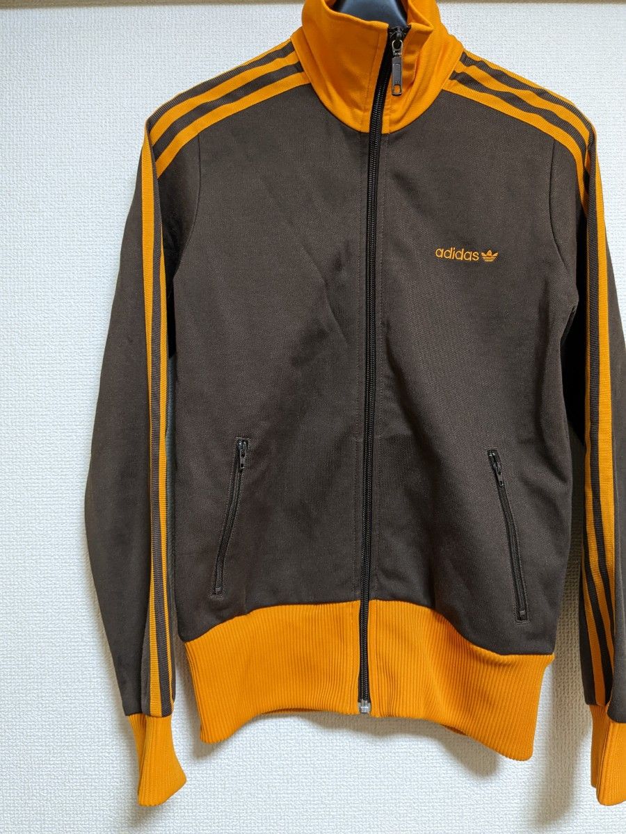 美品】adidasトラックジャケット ブラウン×オレンジ Lサイズ
