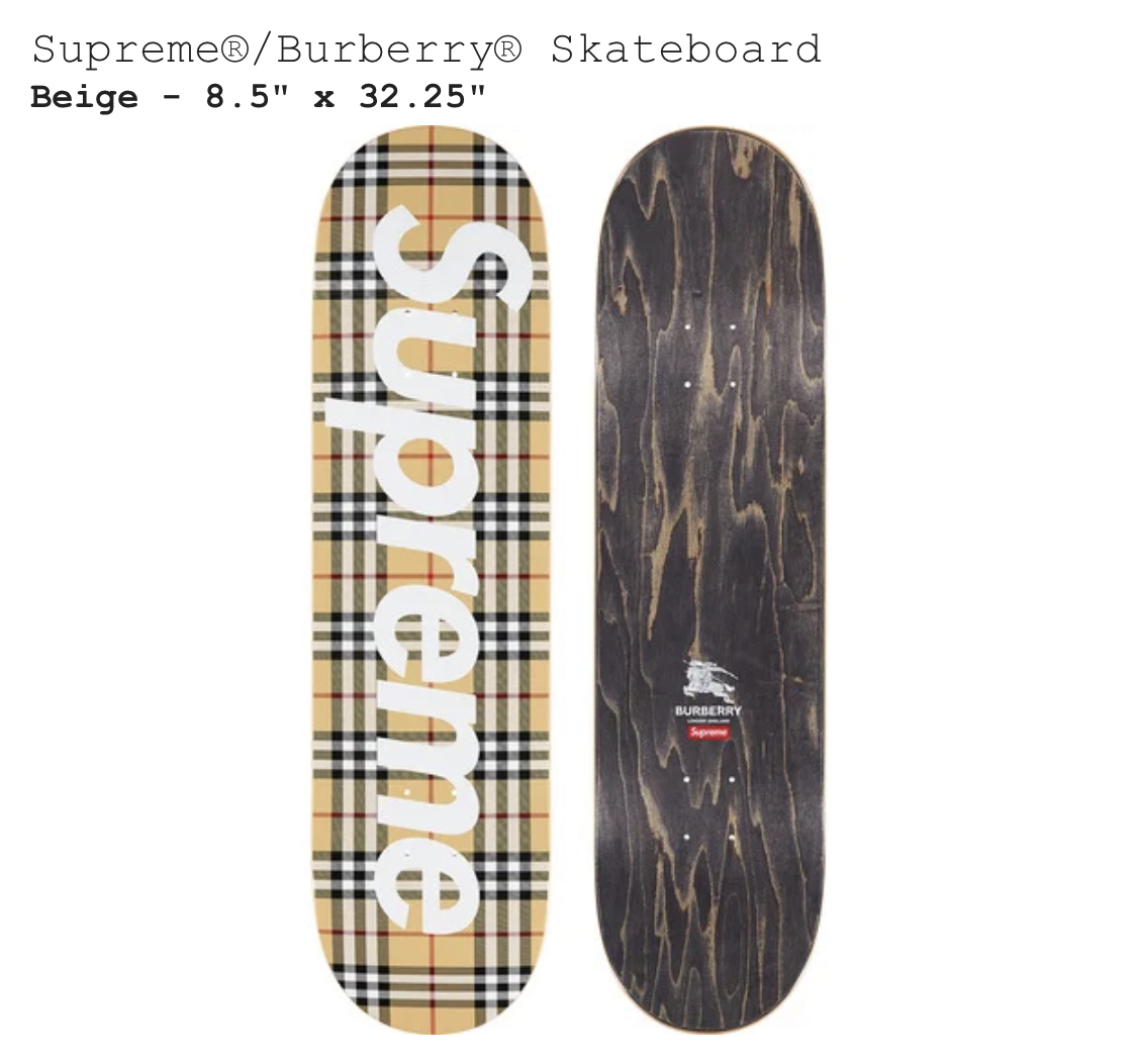 Supreme Burberry Skateboard シュプリーム バーバリー   blog