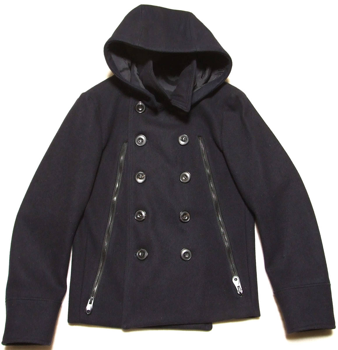 ■junhashimoto LONG ZIP P-COATカシミア混【2】フード付・新同極美品7.7万円