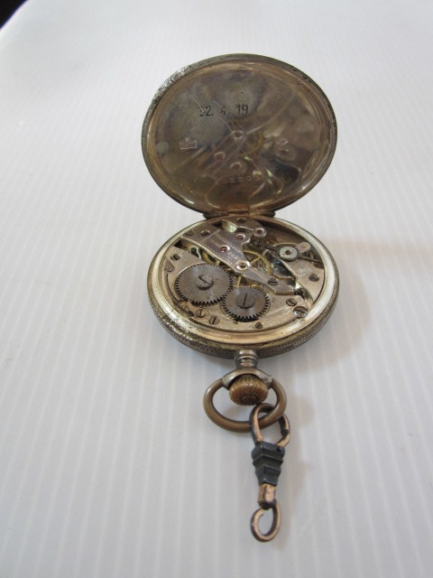 Cycla 手巻き 時計 懐中時計 メンズ  0.800刻印 シルバー800 富士サック製保護ケース付き アンティークの画像10