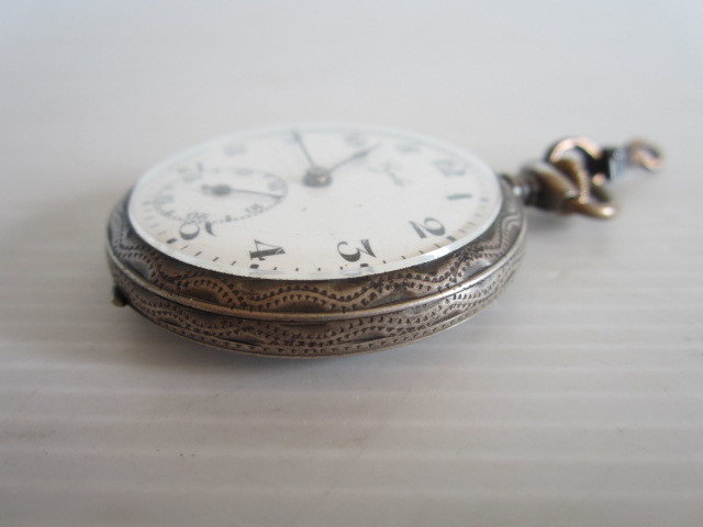 Cycla 手巻き 時計 懐中時計 メンズ  0.800刻印 シルバー800 富士サック製保護ケース付き アンティークの画像7