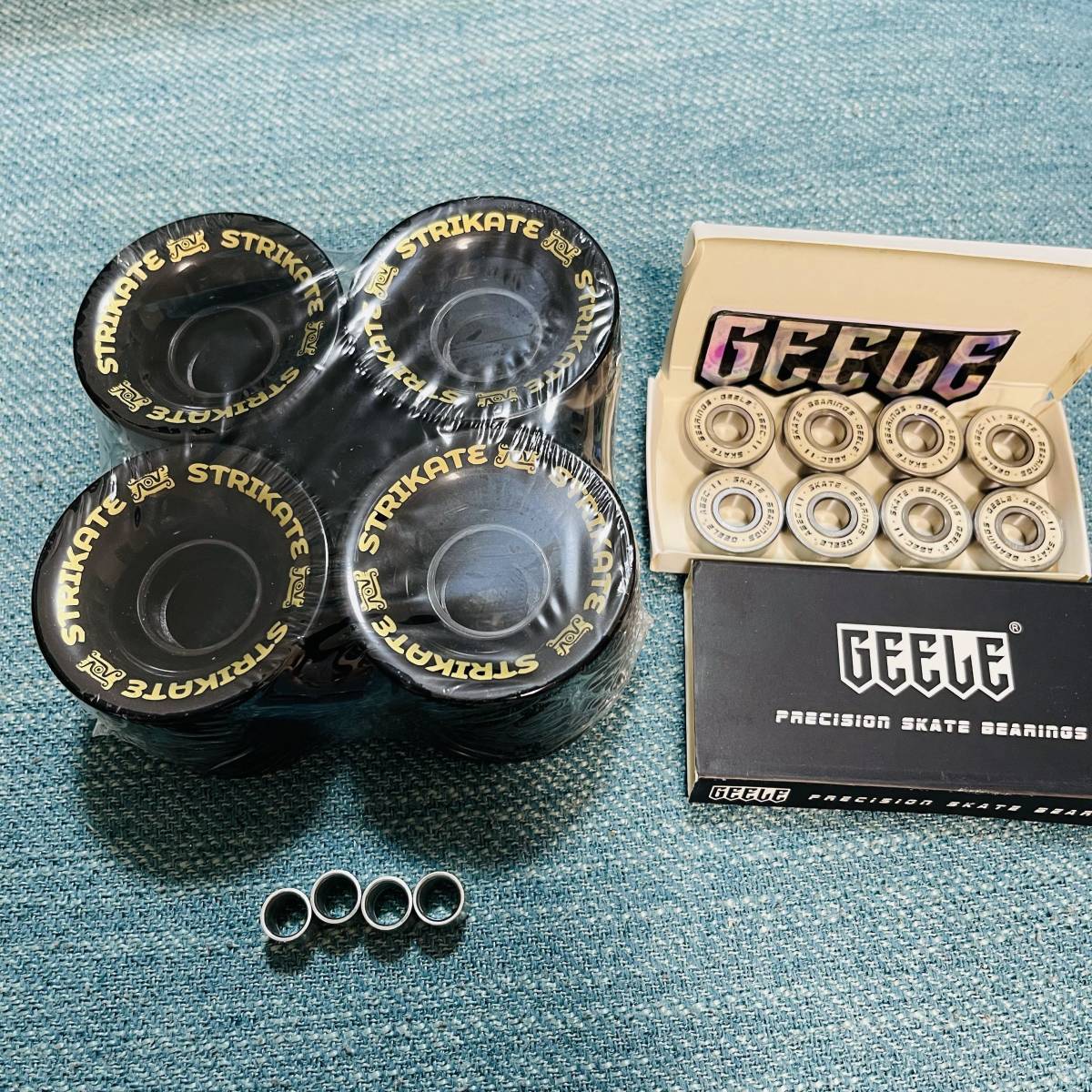 スケートボード PENNY対応 78Aソフトウィール+ABEC11ベアリング+スペーサー 黒色 直径 60mm x 幅 45mm ストリート スケボーの画像1