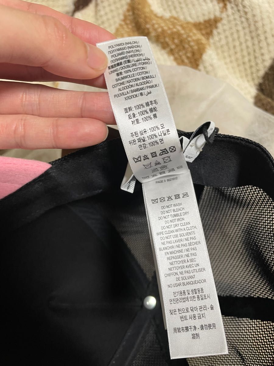 BURBERRY/バーバリー キューブロゴワッペン メッシュ キャップ/帽子 ピンク×ブラック L イタリア製 正規品