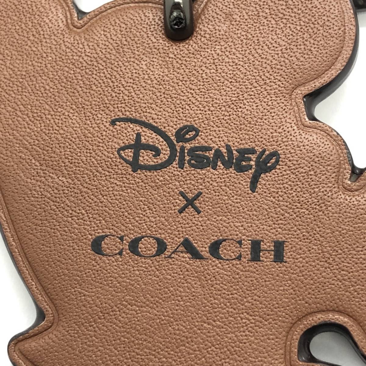 Disney Mickey & COACH motif key holder bag charm Coach leather made Olympic white . migration Disney IL1002