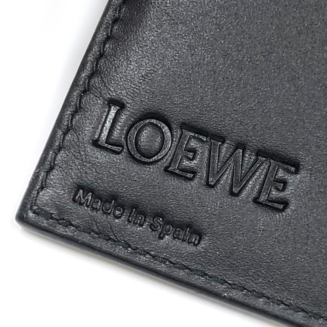 ★美品・高級★ロエベ LOEWE 長財布 アナグラム ビッグロゴ 黒 ブラック 折り財布 ロゴ レザー 本革 型押し メンズ レディース 男女兼用