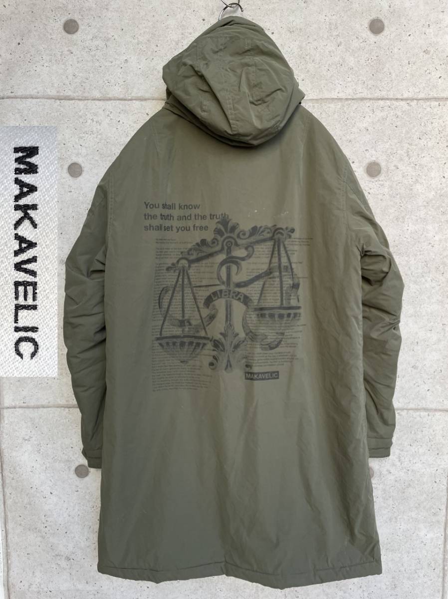 定価55,000円 MAKAVELIC マキャベリック STEEL YARD M-48 FIELD PARKA バックプリント モッズコート フィールドパーカ size M 3108-41207