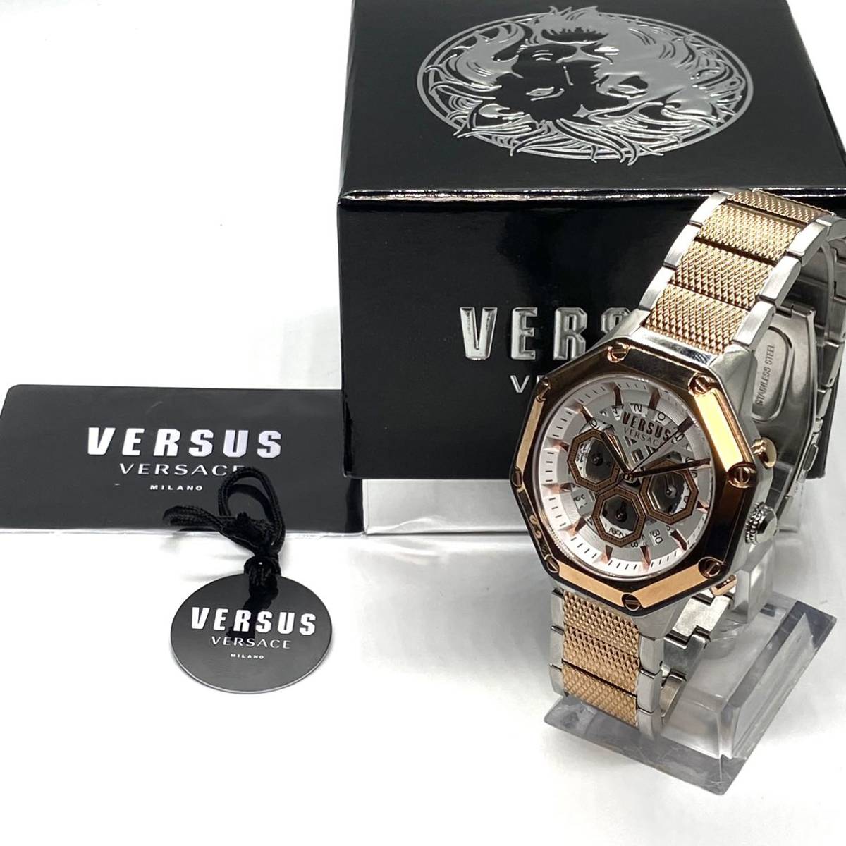 ●漂う高級感！ Versus Versace ヴェルサス ヴェルサーチ メンズ 腕時計 イタリア クォーツ クロノグラフ ローズゴールド 高級 ブランド_画像9