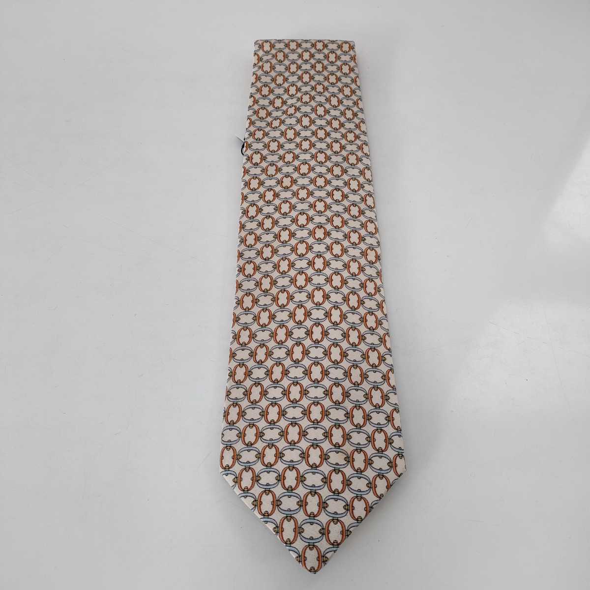  Dunhill (Dunhill) beige circle design necktie new goods unused tag attaching box attaching 