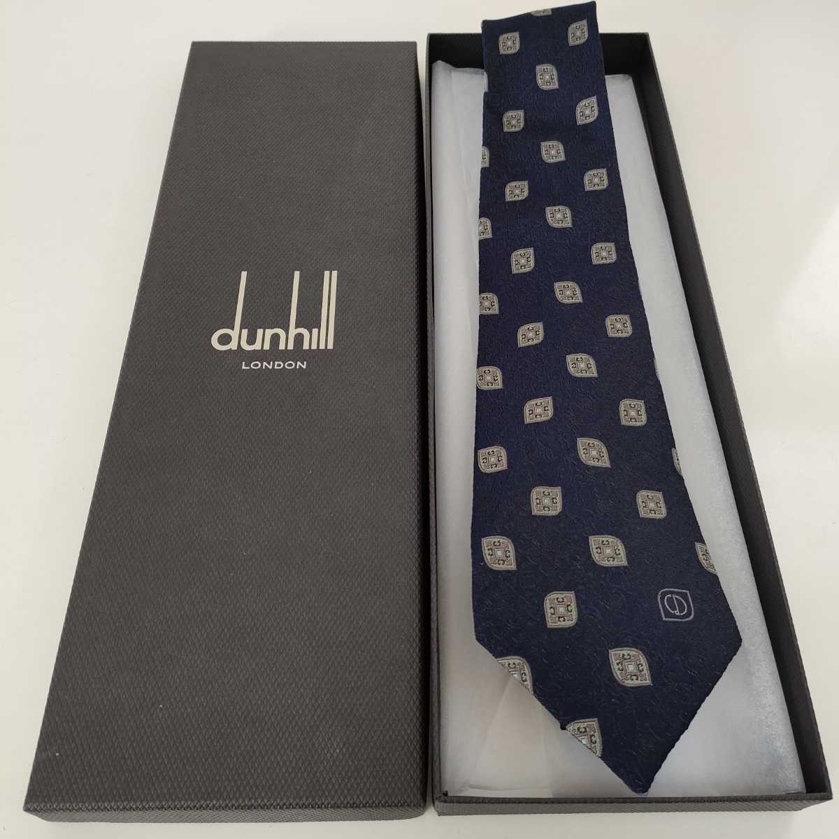 Dunhill( Dunhill ) военно-морской флот 4 угол  D лого   галстук 