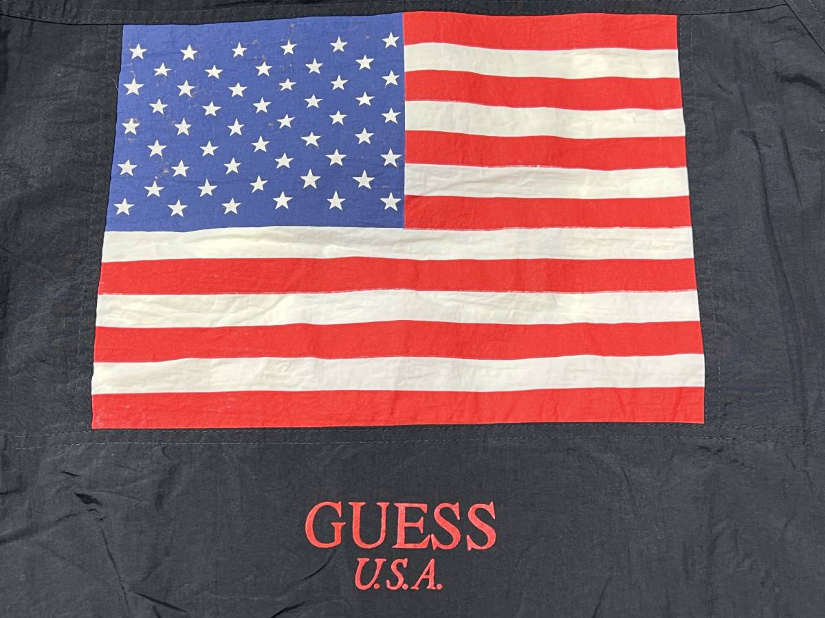  Vintage GUESS Guess нейлон жакет * America национальный флаг *L-XL* звезда статья флаг *USA б/у одежда *USA покупка 