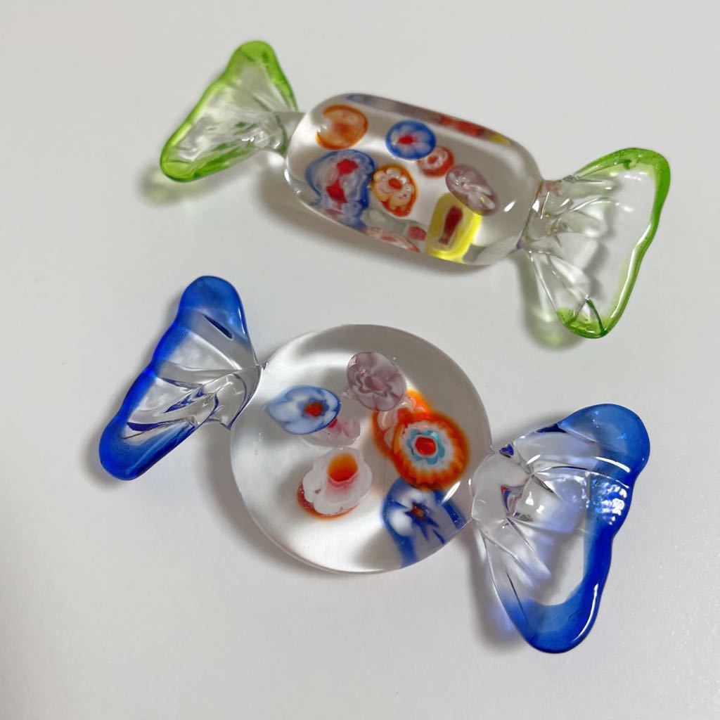即決 ガラス キャンディ 花柄 箸置き クラフトガラス 工芸ガラス 2個セット｜PayPayフリマ