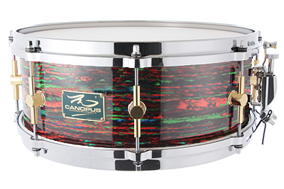 The Maple 5.5x14 Snare Drum Psychedelic Red