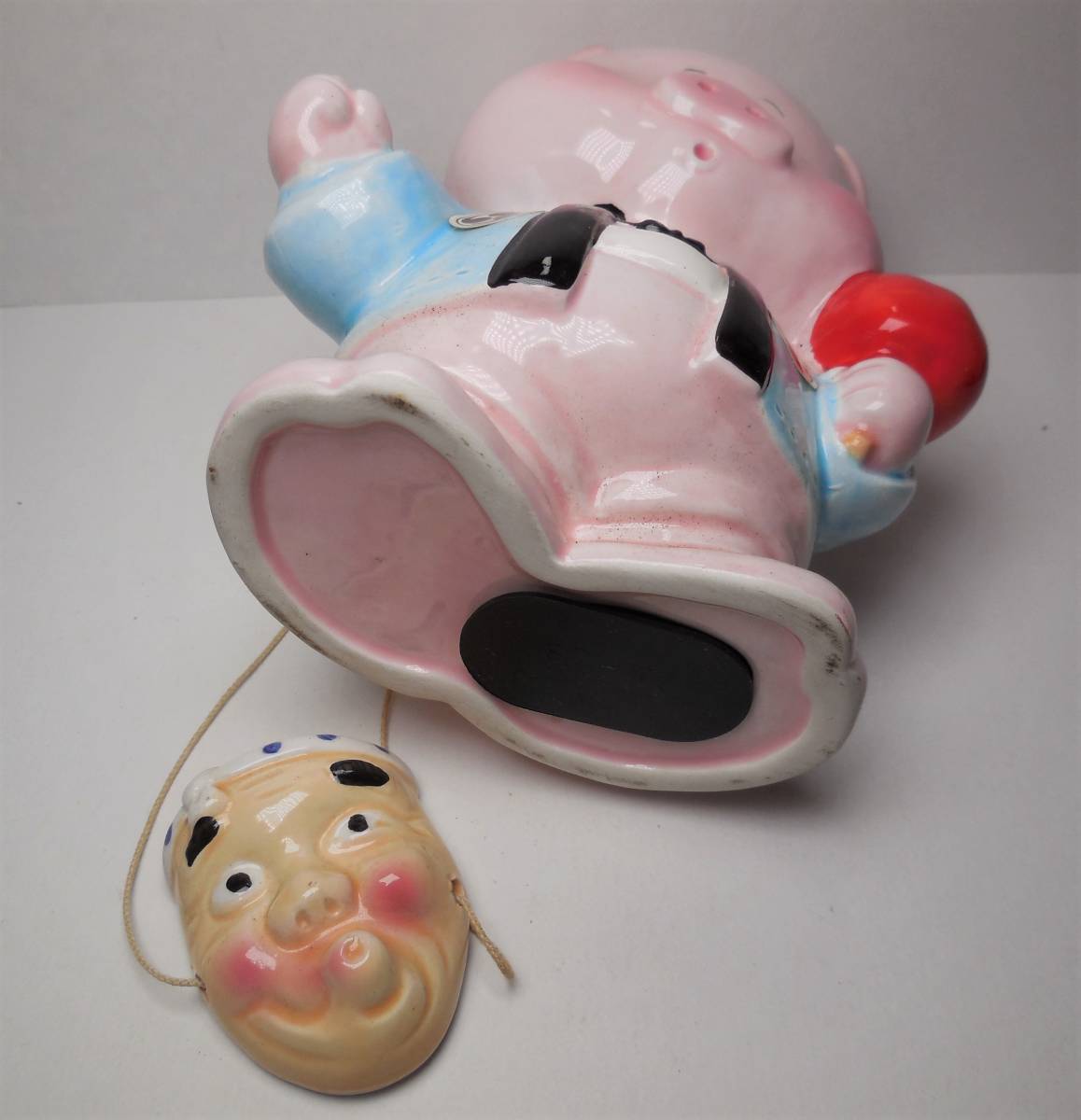 お祭り はっぴ姿 陶器のひょっとこ持ち ブタ ぶた 豚さん 陶器 貯金箱 人形の画像4