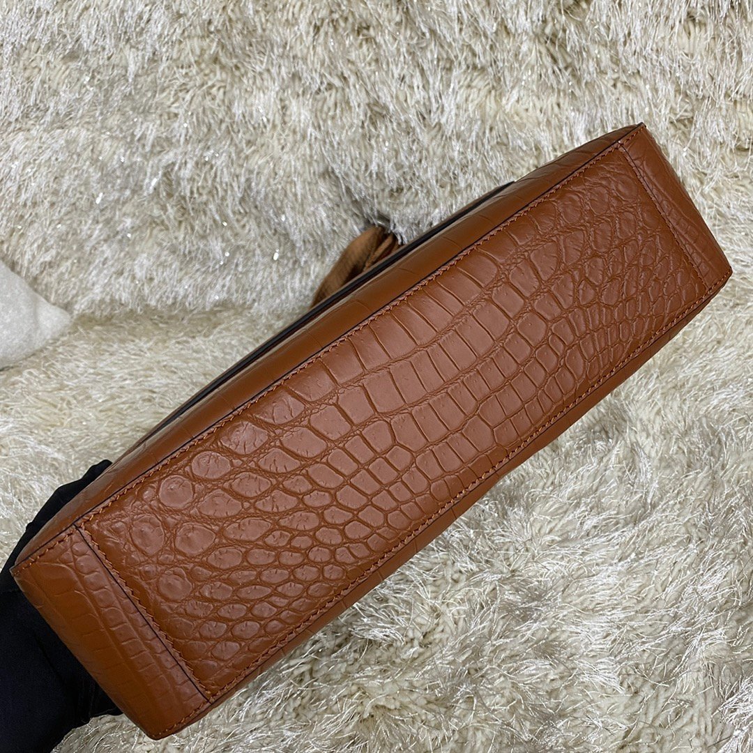 紳士バッグ 簡潔 上品 ショルダーバッグ 最強鰐革 腹革 品質保証 クロコダイルレザー メンズバッグ 通勤 通学 ブラウン_画像7