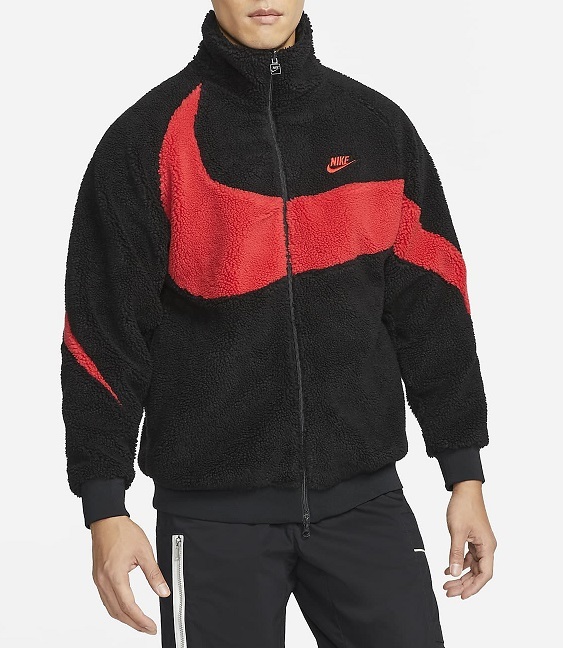 NIKE AS M NSW VW SWSH FULL ZIP JKT ブラック レッド XL ナイキ リバーシブル ビッグスウッシュ ボア ジャケット 黒 赤 BQ6546-008_画像8