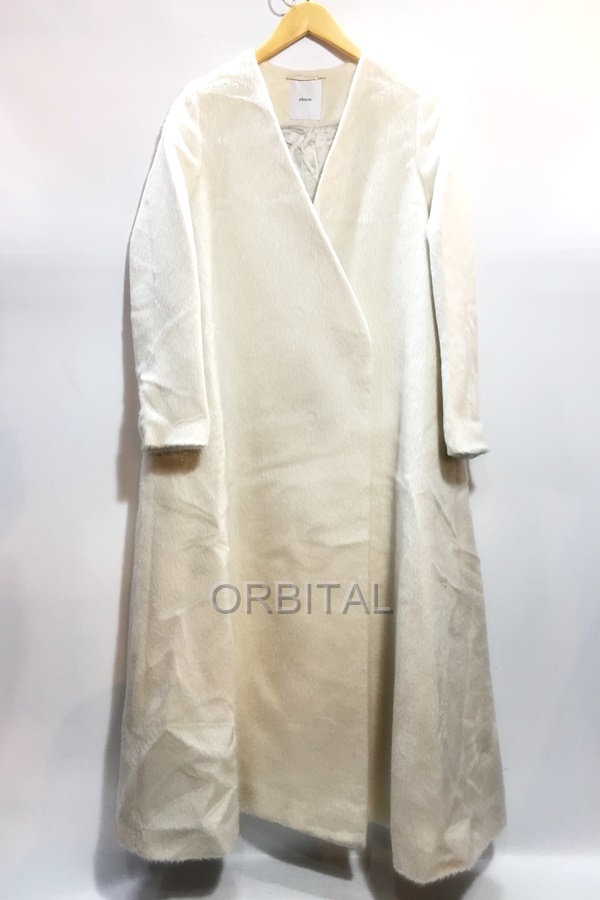 代官山)ebure エブール アルパカシャギー ロングコート ノーカラー