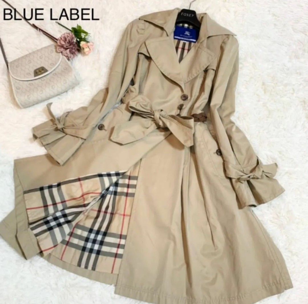 超美品】BURBERRY バーバリーブルーレーベルト可愛ー!!トレンチ