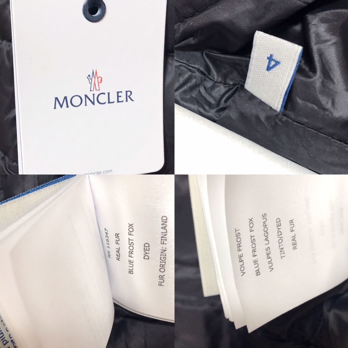 送料無料 未使用 MONCLER HERMIFUR モンクレール エルミファー ブラック 4 ダウンジャケット ダウン コート 正規品 国内定価368500円 Ⅱ_画像9