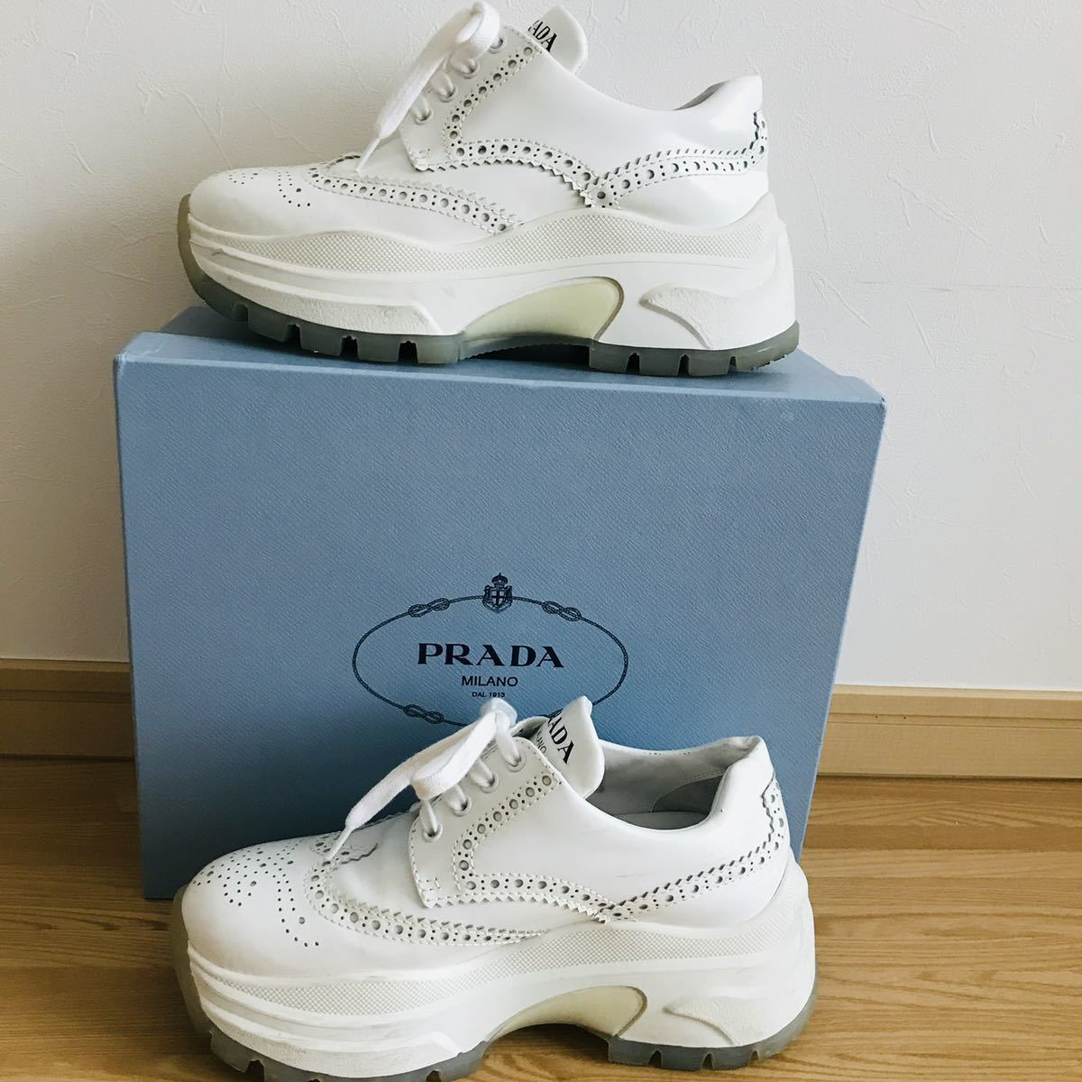 美品 PRADA プラダ レザー 厚底スニーカー 36 23㎝ | charcas.gob.mx