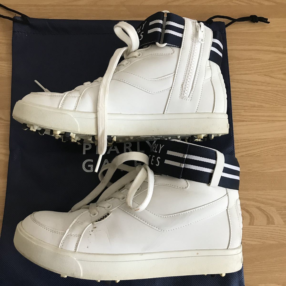  прекрасный товар Pearly Gates - ikatto Golf шиповки спортивные туфли 23.5 см белый Logo туфли для гольфа 