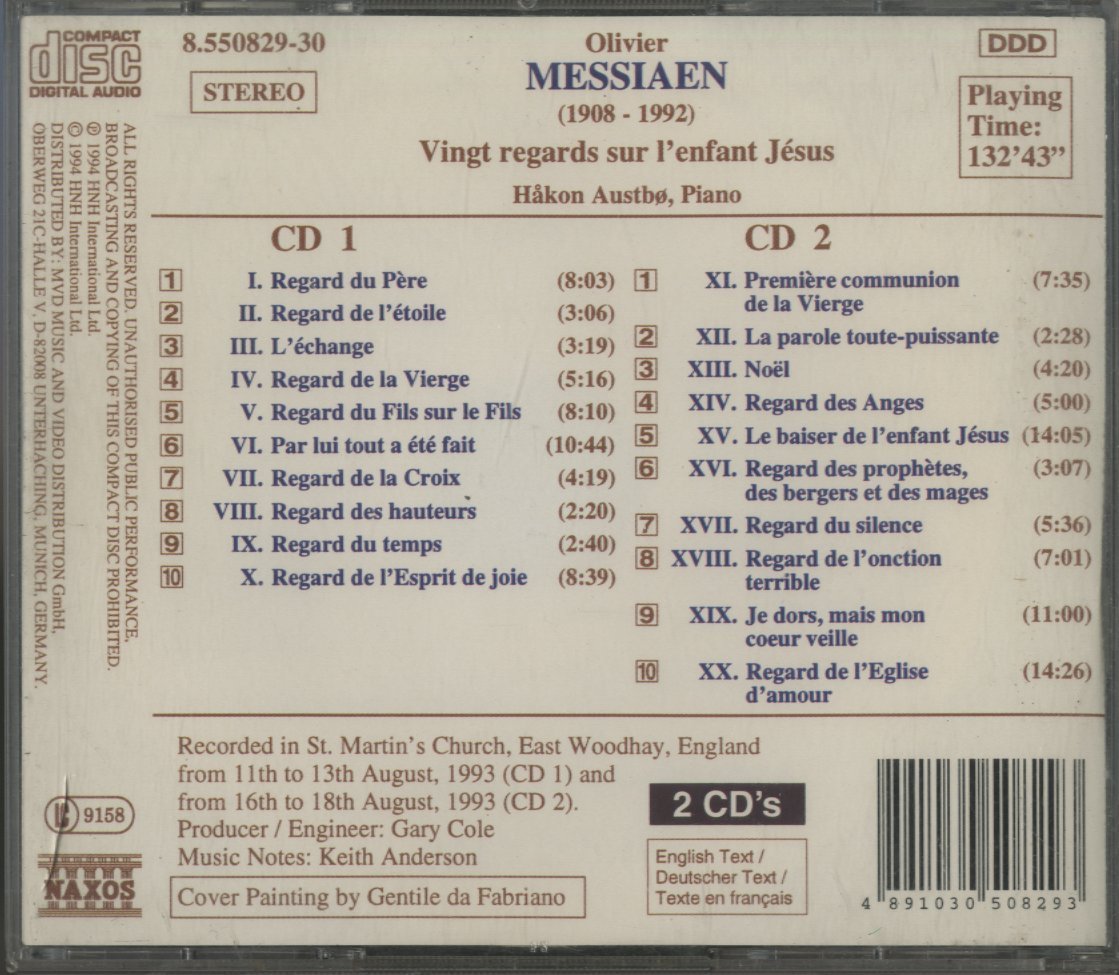 CD/2CD/ ホーカン・アウストボ / メシアン：幼子イエスに注ぐ20の眼差し / 直輸入盤 帯 8573324_画像2