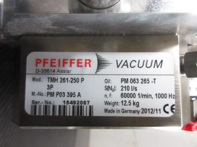 A792■ドイツ PFEIFFER(ファイファー) バキューム ポンプ TMH261-250P / Vacuum Pump / 美品_画像5