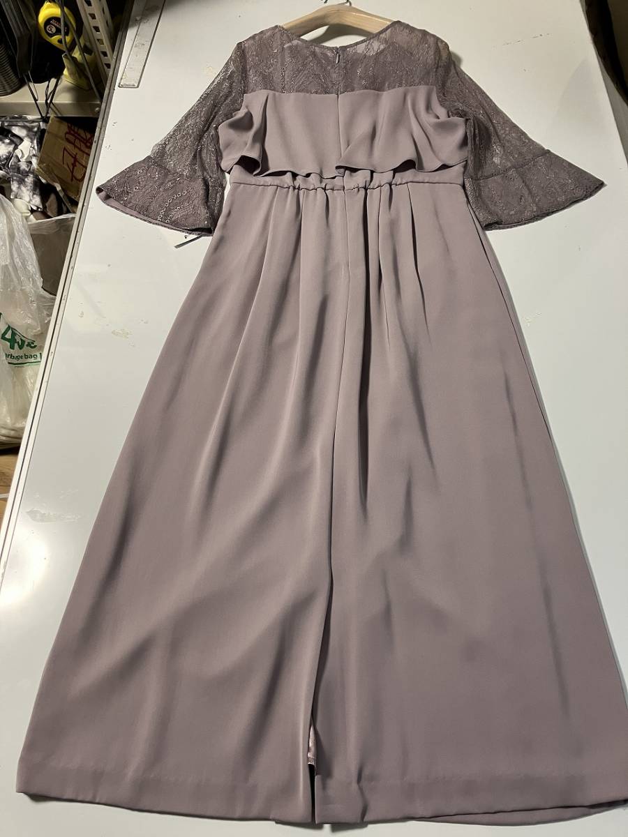  new goods # large size 4L# shoulder + sleeve race long One-piece # purple 