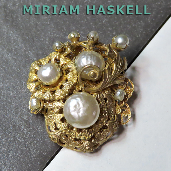  Miriam Haskell * золотой. цветок 3 шт брошь : Vintage костюм ювелирные изделия 