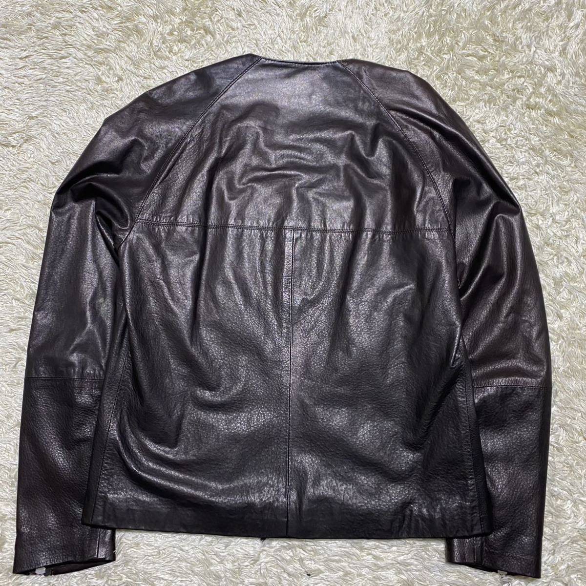 圧巻のタグ付き!! エンメティ 【幻の逸品】 EMMETI ライダースジャケット レザージャケット FELIX フェリックス L相当 ラムレザー 茶 48_画像4