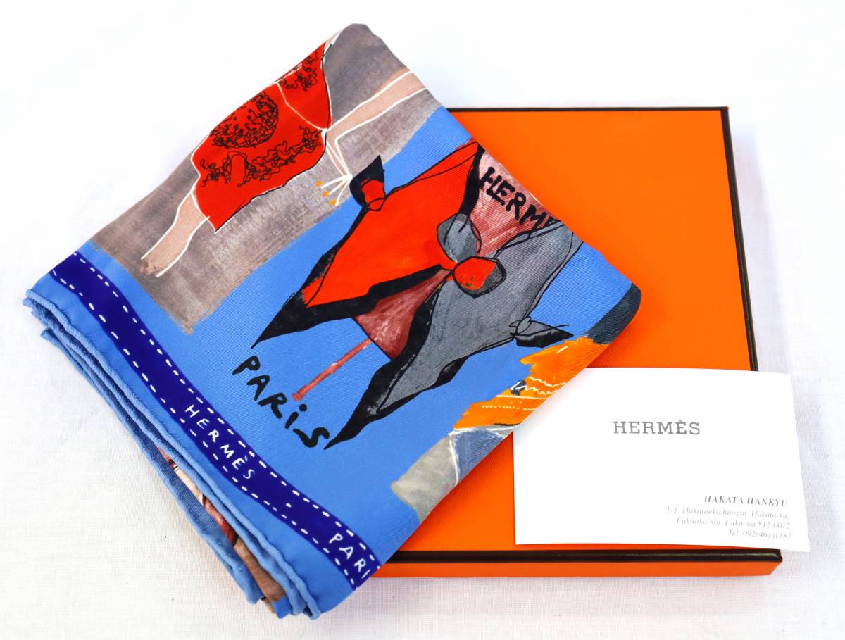 【送料無料】美品 HERMES エルメス カレ70 スペシャルカレ Paris mon ami パリモナミ シルクスカーフ ファッション 22-6139