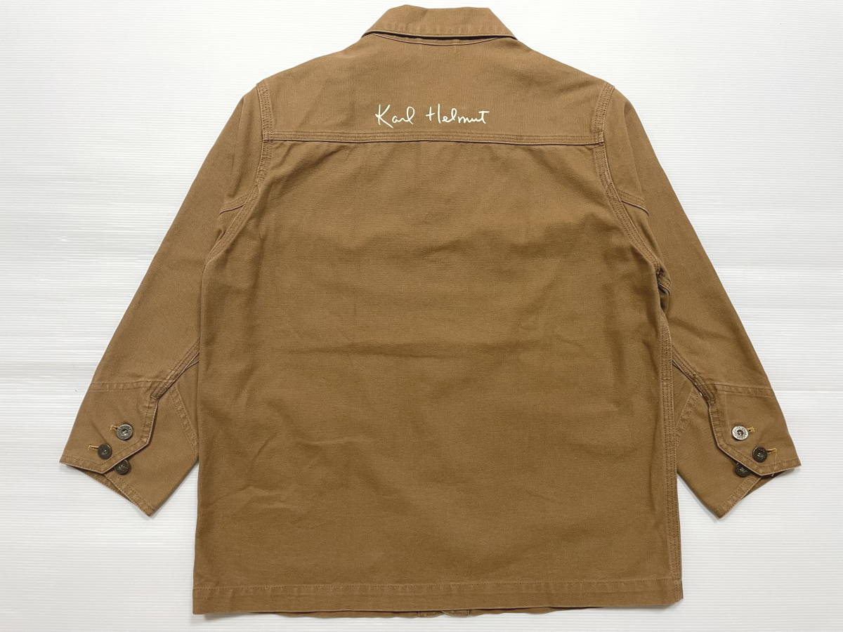  Karl hell m coverall Karl Helmut Work jacket made in Japan Duck material jacket Logo button Pink House stone .4872