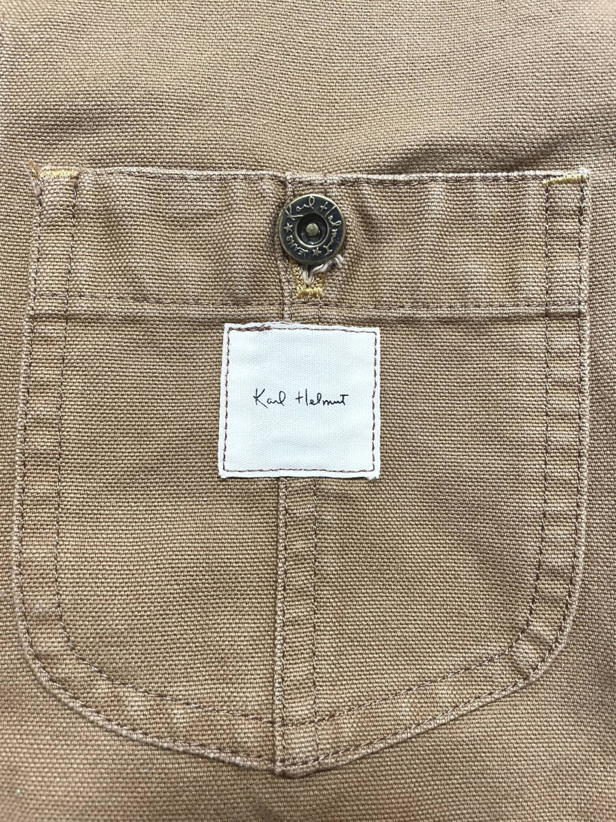  Karl hell m coverall Karl Helmut Work jacket made in Japan Duck material jacket Logo button Pink House stone .4872