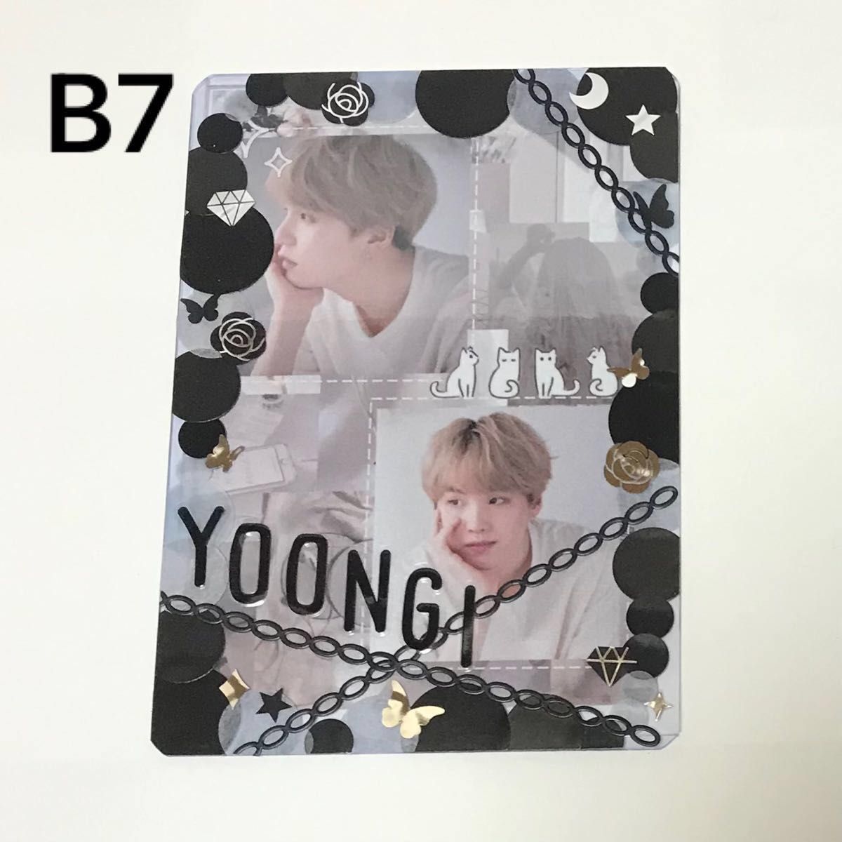 【B7サイズ】韓国製作者 マスタニム BTS SUGA シュガ ユンギ 硬質カードケース トレカケース シールデコ L判写真セット