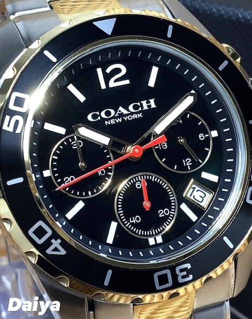 新品 COACH コーチ 正規品 腕時計 KENT ケント メンズ クオーツ ステンレス クロノグラフ カレンダー 防水 プレゼント ブラック ゴールド