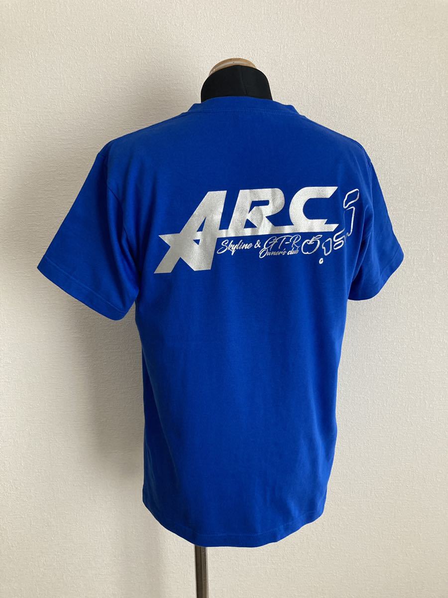 【ARC】Tシャツ Mサイズ Skyline & GT-R Owner's Club 美品 Vネック 青系 普段着 AUTOなど _画像2