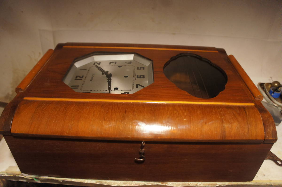 フランス製　VEDETTE　１９２０年前後　８本鈴（長鈴）大聖堂のチャイム　ウエストミンスター　振り子式　８日巻　柱時計　可動品