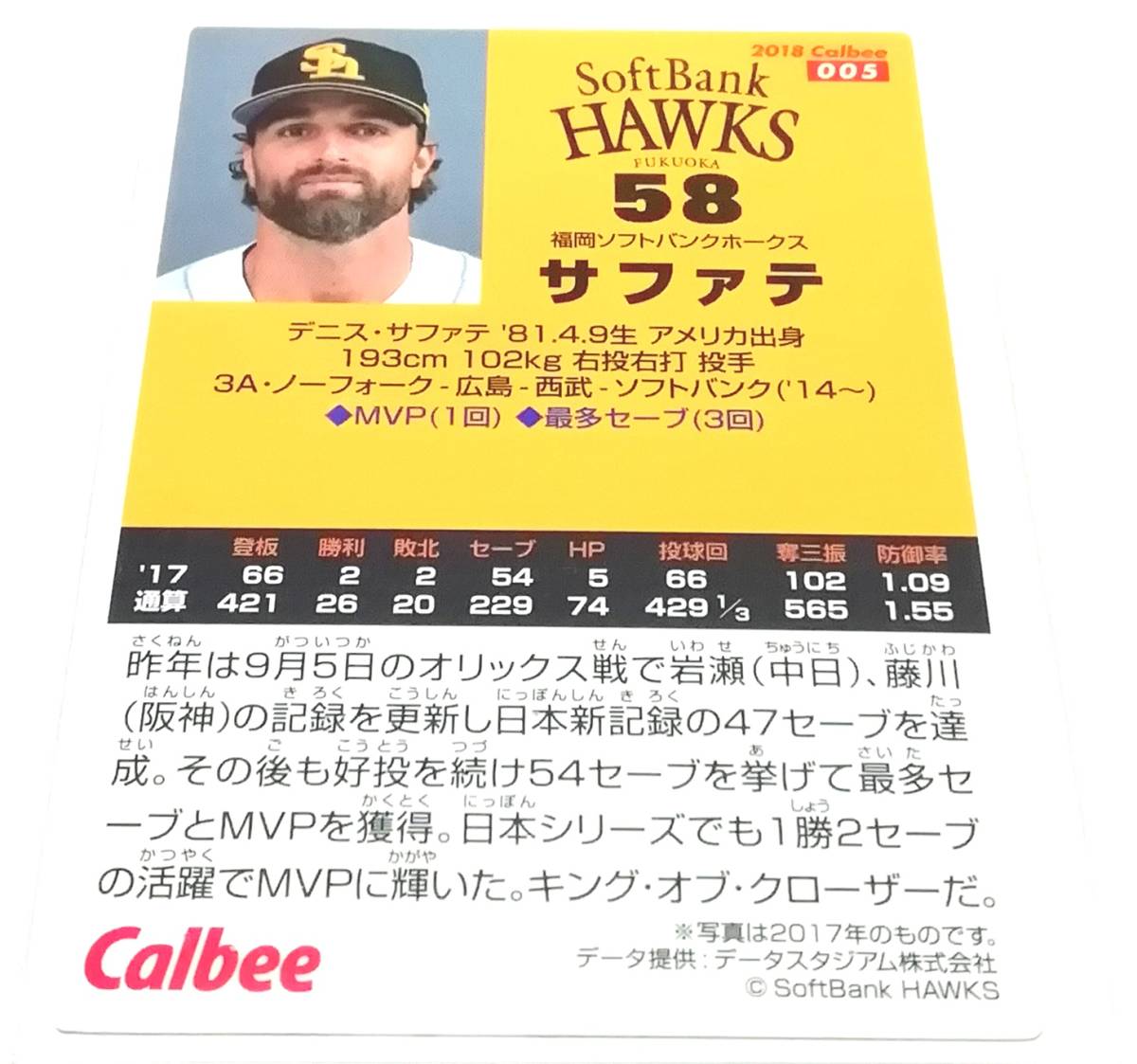 ヤフオク! - 2018 第1弾 サファテ ソフトバンクホークス レギュラ...