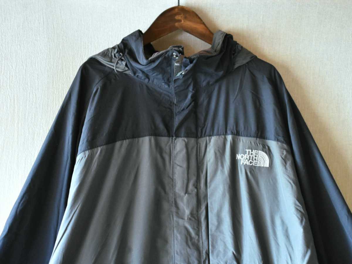 古着★THE NORTH FACE ザノースフェイス 刺繍ロゴ アウトドア 黒灰緑 ライトマウンテンパーカー グリーングレーXLサイズ 90年代ストリート _画像5