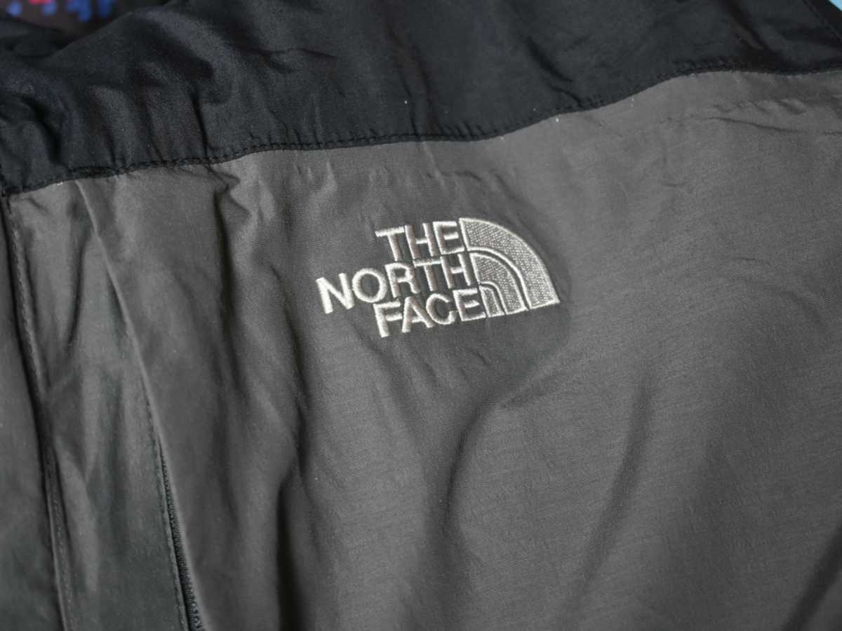 古着★THE NORTH FACE ザノースフェイス 刺繍ロゴ アウトドア 黒灰緑 ライトマウンテンパーカー グリーングレーXLサイズ 90年代ストリート _画像8