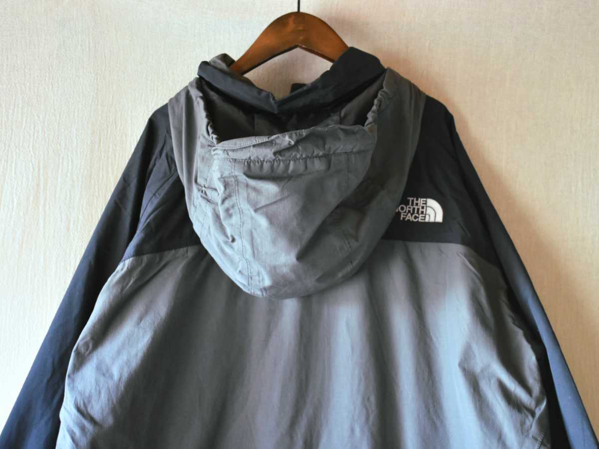 古着★THE NORTH FACE ザノースフェイス 刺繍ロゴ アウトドア 黒灰緑 ライトマウンテンパーカー グリーングレーXLサイズ 90年代ストリート _画像6