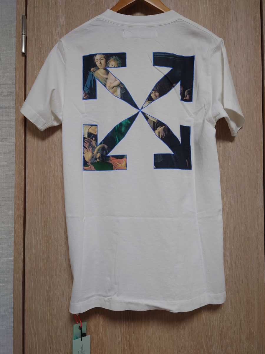 正規品オフホワイト OFFWHITE Caravaggio カラヴァッジョ ロザリオの聖母グラフィック半袖Tシャツ アローロゴ 新品 ヴァージル・アブロー_画像2