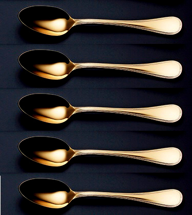 * Lucky wood 24 gold finish French accent coffee spoon 5P high class 18-10 stainless steel use 24 gold finishing made in Japan new goods 
