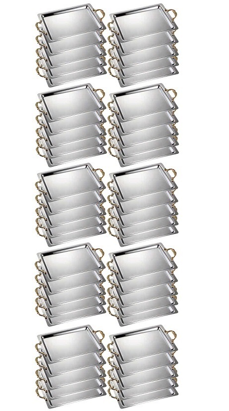 ☆バッカス角トレー(約365X220mm)手付50個ステンレス製乗せる・運ぶ・盛器としても使いかた色々日本製新品