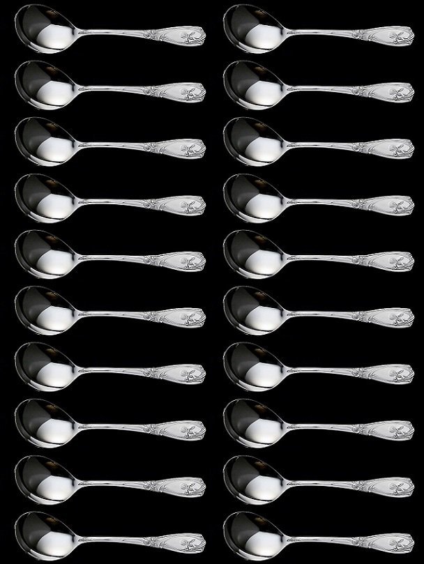 ☆ラッキーウッドパリシリーズ洋白銀器ブイヨンスプーン２０Ｐ高級洋白銀器２０ミクロン銀仕上日本製新品